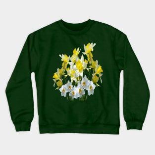 Yellow Daffodils And White Narcissi Isolated On White Crewneck Sweatshirt